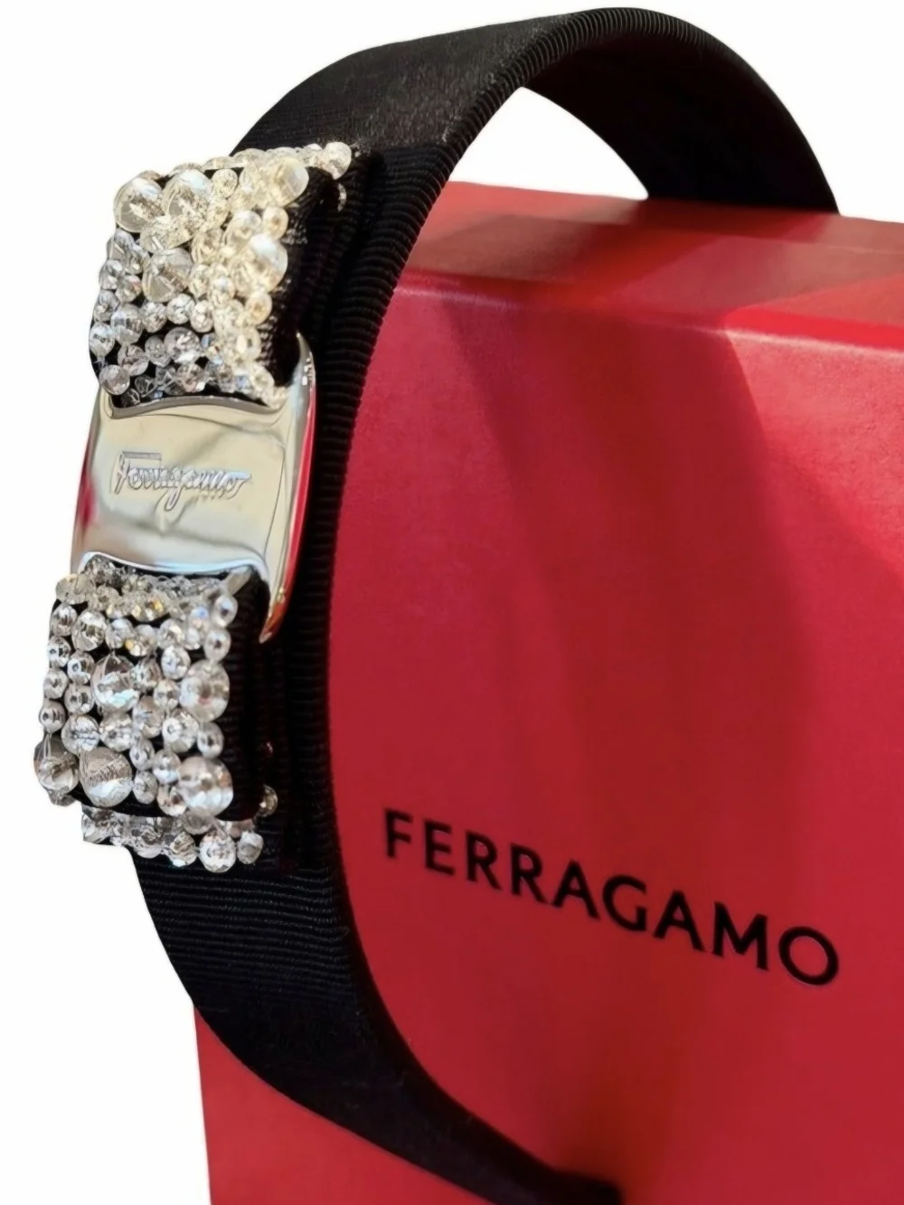 Salvatore Ferragamo Black Headband with Crystals